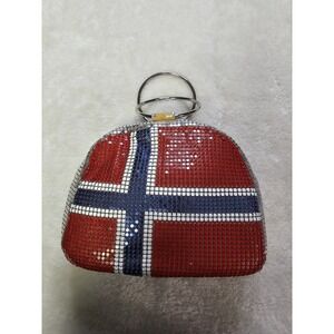 Laila The Essence Of Norway Mesh Flag‎ Purse With Metal Ring Handles READ